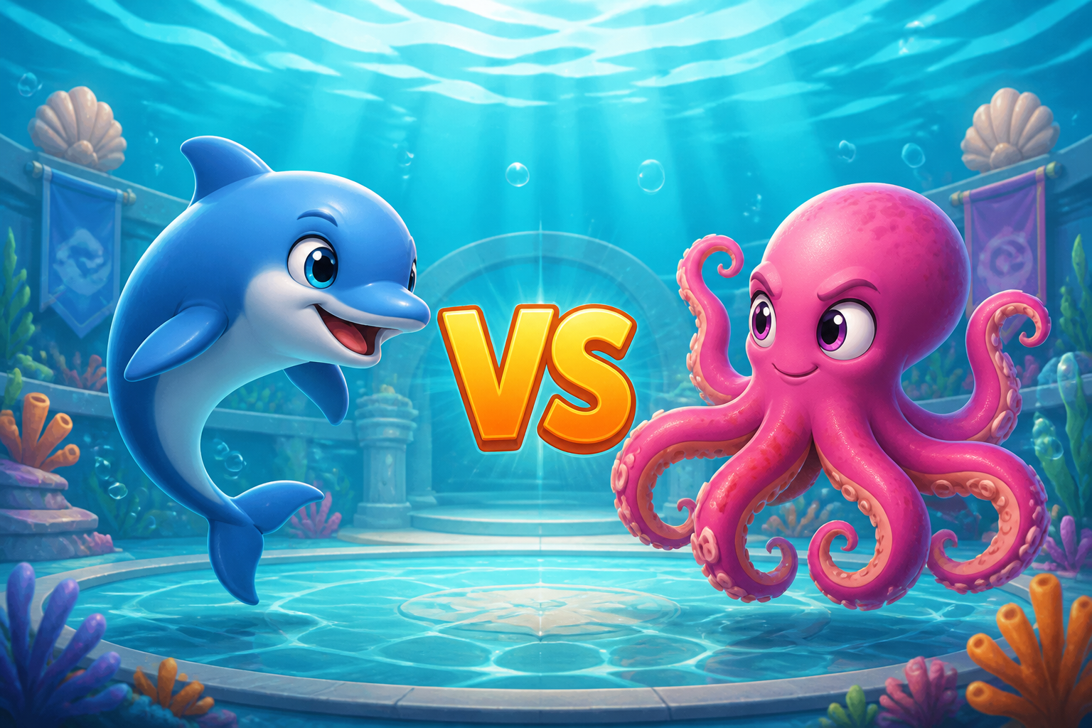 Dolmun dolphin versus octopus game